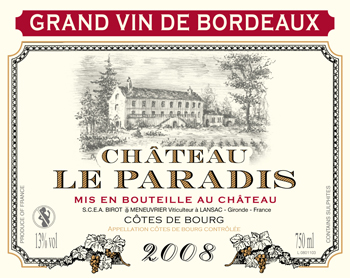 Vin Bordeaux Le Ch�teau Paradis Adonis 2008