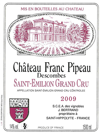 Vin Bordeaux Château Franc Pipeau 2009