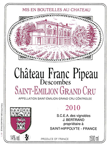 Vin Bordeaux Château Franc Pipeau 2010