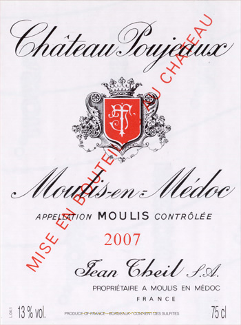 Vin Bordeaux Ch�teau Poujeaux 2007